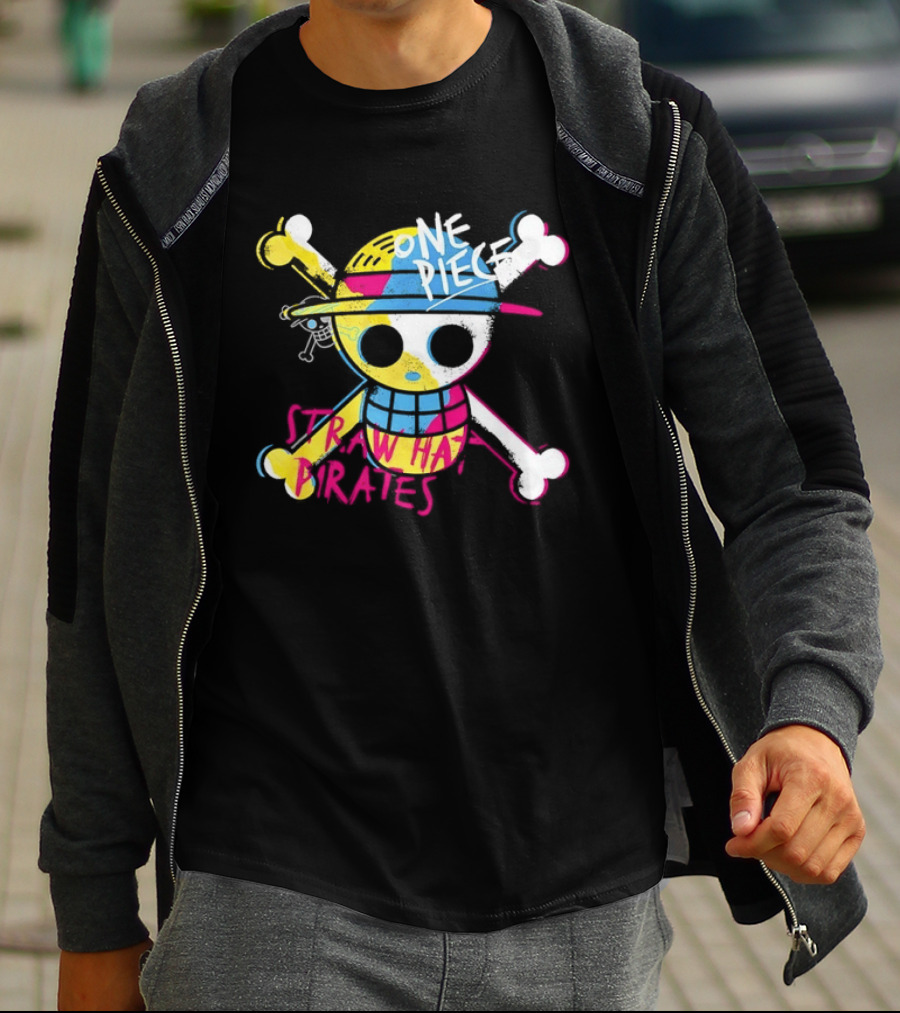 One Piece Straw Hat Pirates Skull Colorful Anime Manga T-Shirt