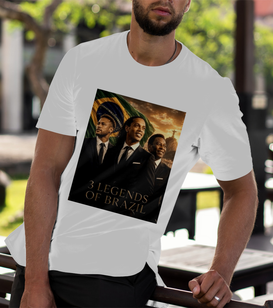 3 Legends Of Brazil Pelé Ronaldinho Neymar Brazilian Heritage T-Shirt
