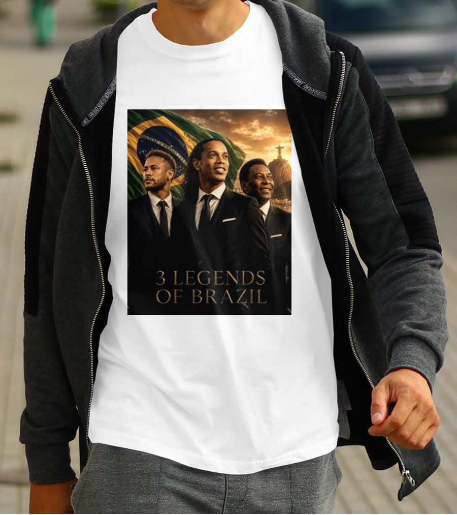 3 Legends Of Brazil Pelé Ronaldinho Neymar Brazilian Heritage T-Shirt