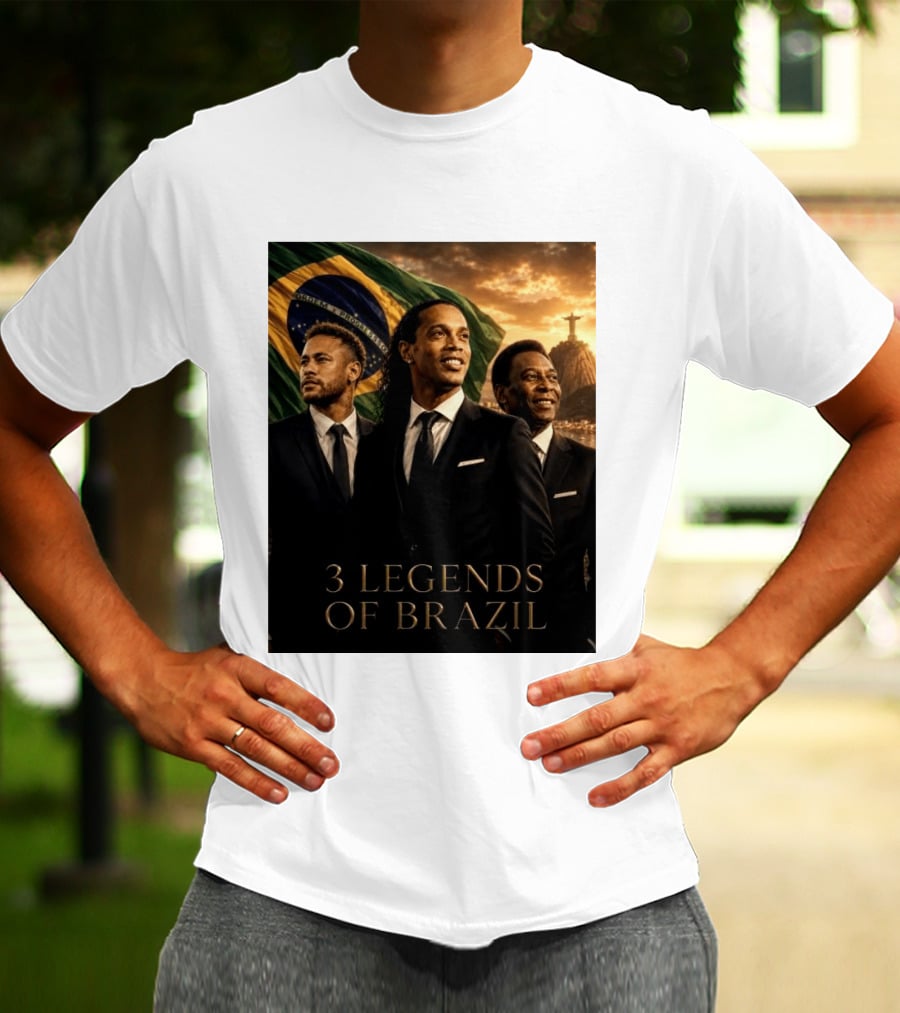 3 Legends Of Brazil Pelé Ronaldinho Neymar Brazilian Heritage T-Shirt