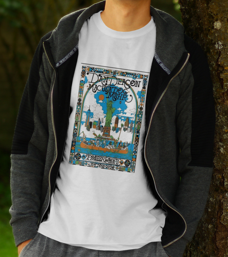 Dan Deacon MaculaDog MSHR Pioneer Works July 31 2026 Statue Of Liberty Skyline T-Shirt