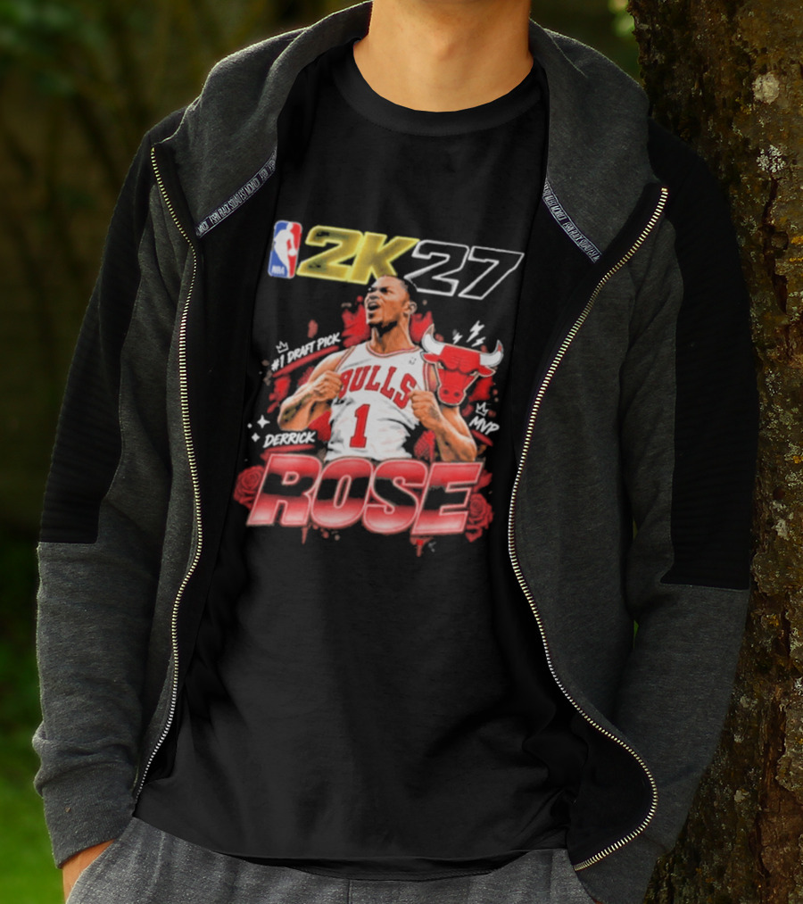 NBA 2K27 MVP Derrick Rose Bulls #1 Highlight T-Shirt