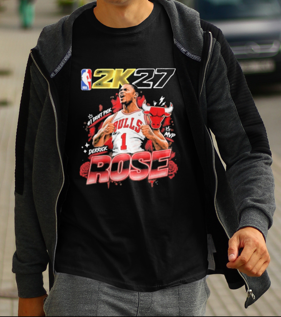 NBA 2K27 MVP Derrick Rose Bulls #1 Highlight T-Shirt