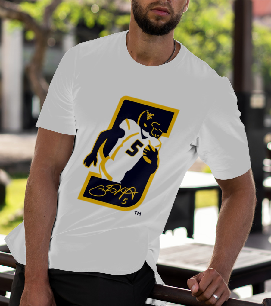 WVU Number 5 Pat White Signature Retirement T-Shirt