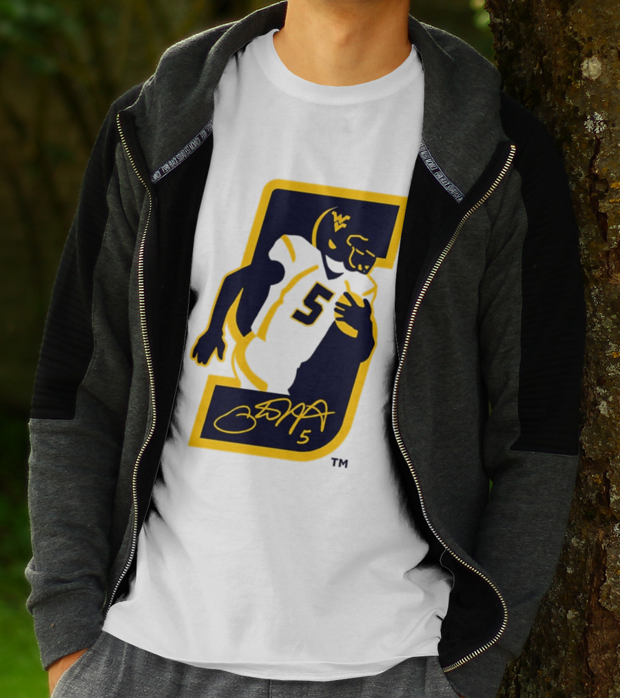 WVU Number 5 Pat White Signature Retirement T-Shirt