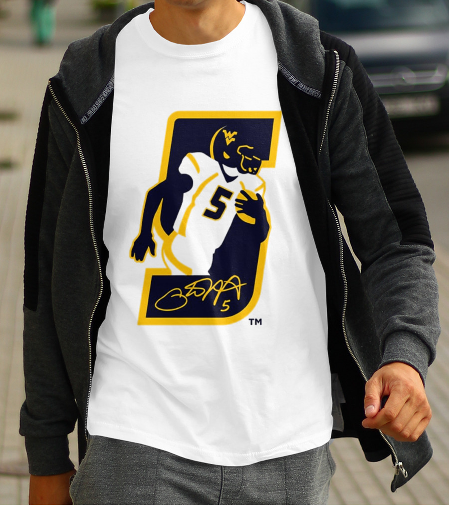 WVU Number 5 Pat White Signature Retirement T-Shirt