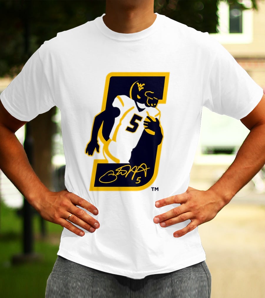 WVU Number 5 Pat White Signature Retirement T-Shirt