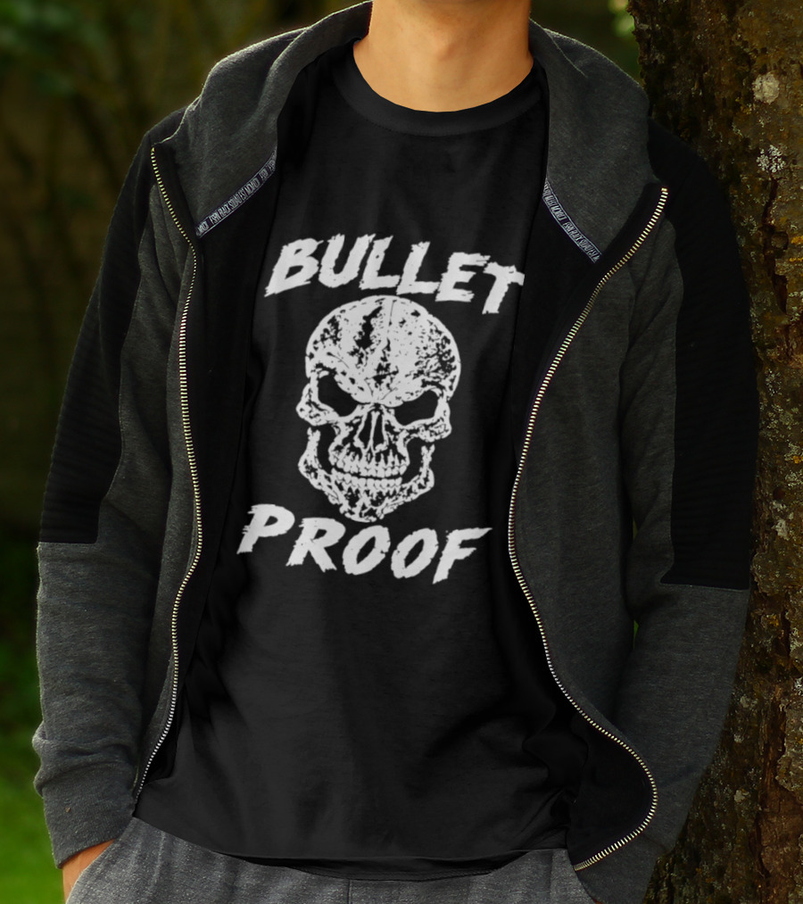 Bullet Proof Distressed Skull Gothic Edgy T-Shirt