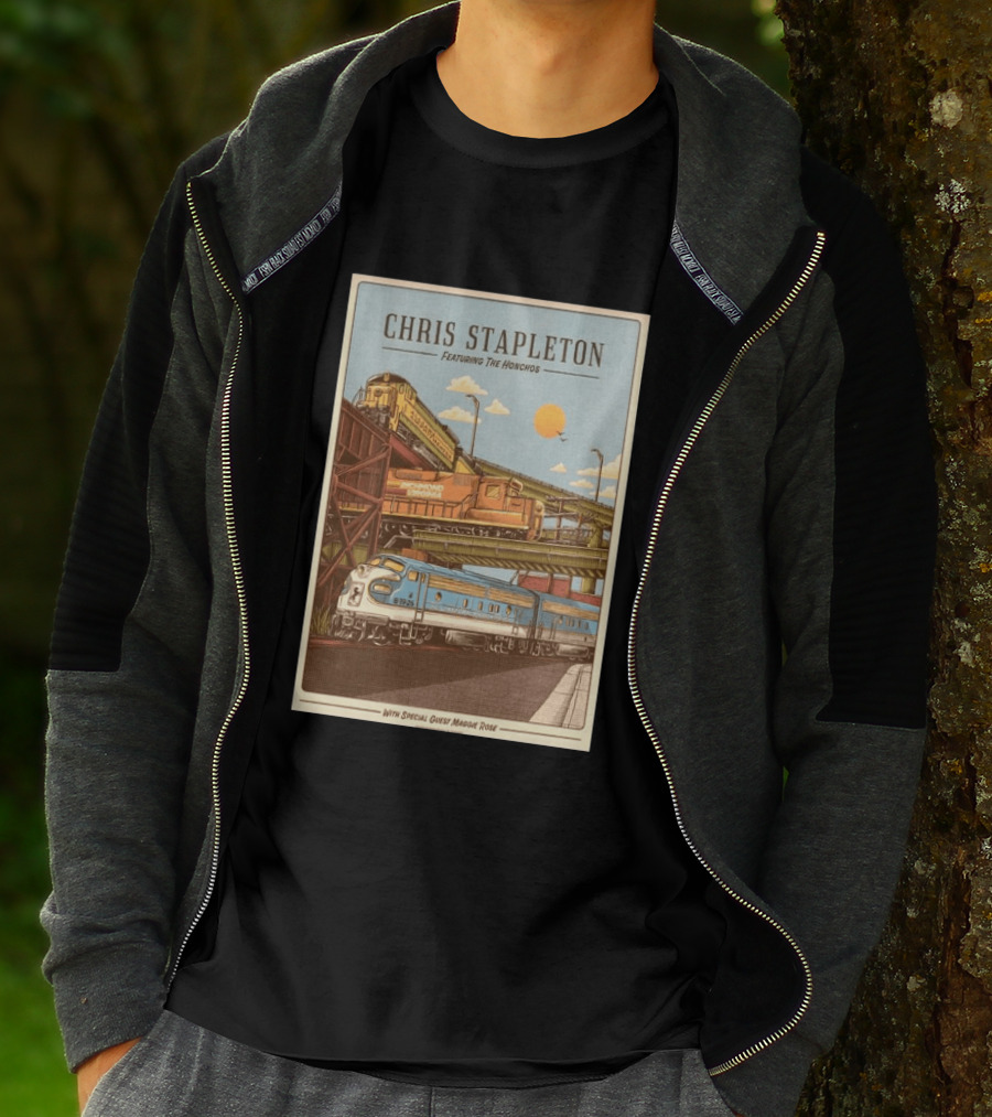 Chris Stapleton Featuring The Honchos Special Guest Maggie Rose Aug 19 2026 Allianz Amphitheater Riverfront Richmond Virginia Vintage Trains Scene T-Shirt