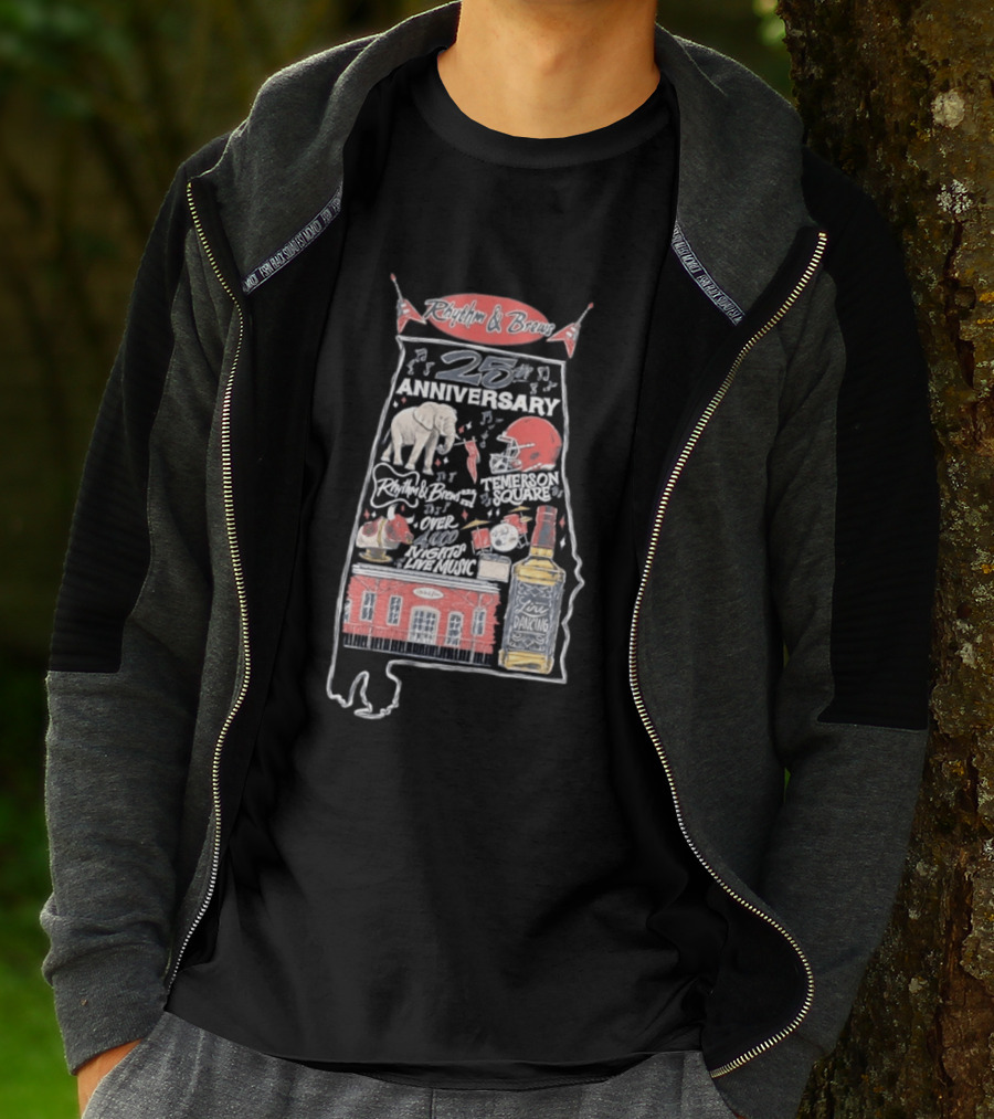 Rhythm & Brews 25th Anniversary Temerson Square Live Music Celebration Over 1000 Nights T-Shirt