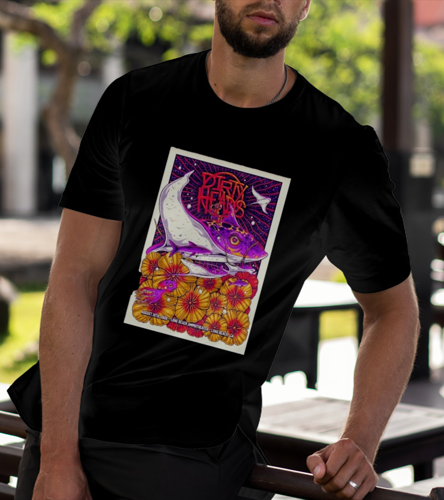 Dirty Heads Long Beach Amphitheater August 18 2026 Vibrant Stingray And Flowers T-Shirt