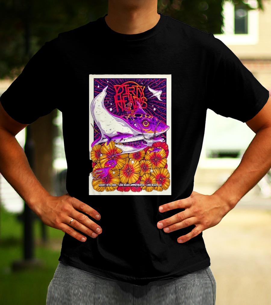 Dirty Heads Long Beach Amphitheater August 18 2026 Vibrant Stingray And Flowers T-Shirt