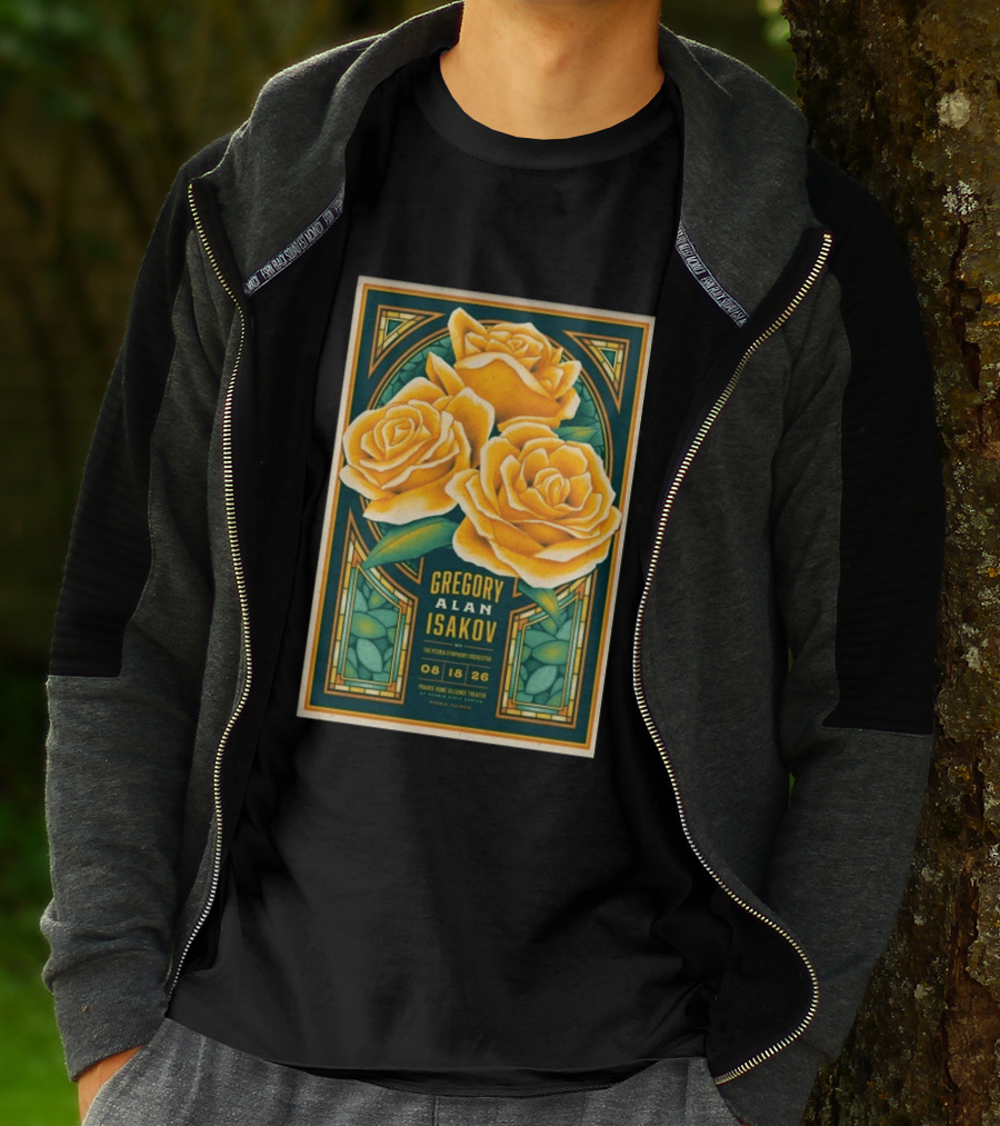 Gregory Alan Isakov August 18 2026 Peoria Illinois Prairie Home Alliance Theater With The Peoria Symphony Orchestra And Yellow Roses T-Shirt