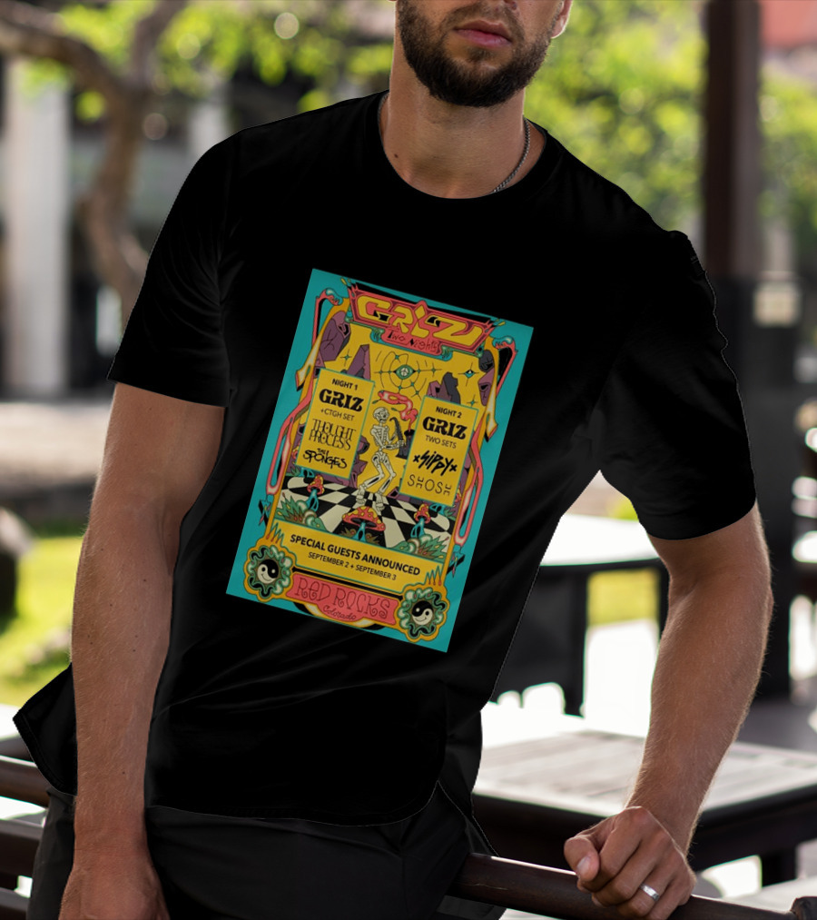 GRiZ Two Nights Red Rocks Amphitheatre Morrison CO Sep 2 3 2026 Special Guests The Sponges Muzzy Shosh T-Shirt