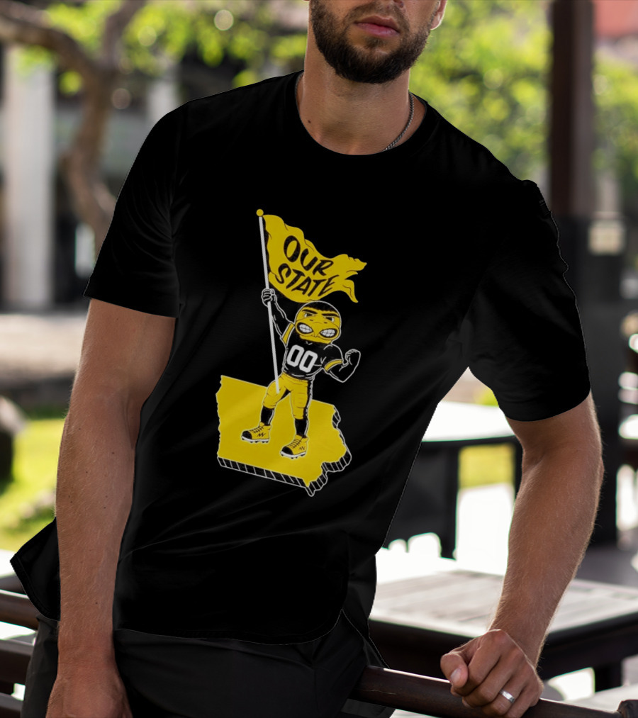 Herky The Hawk Flag Our State Iowa Map T-Shirt