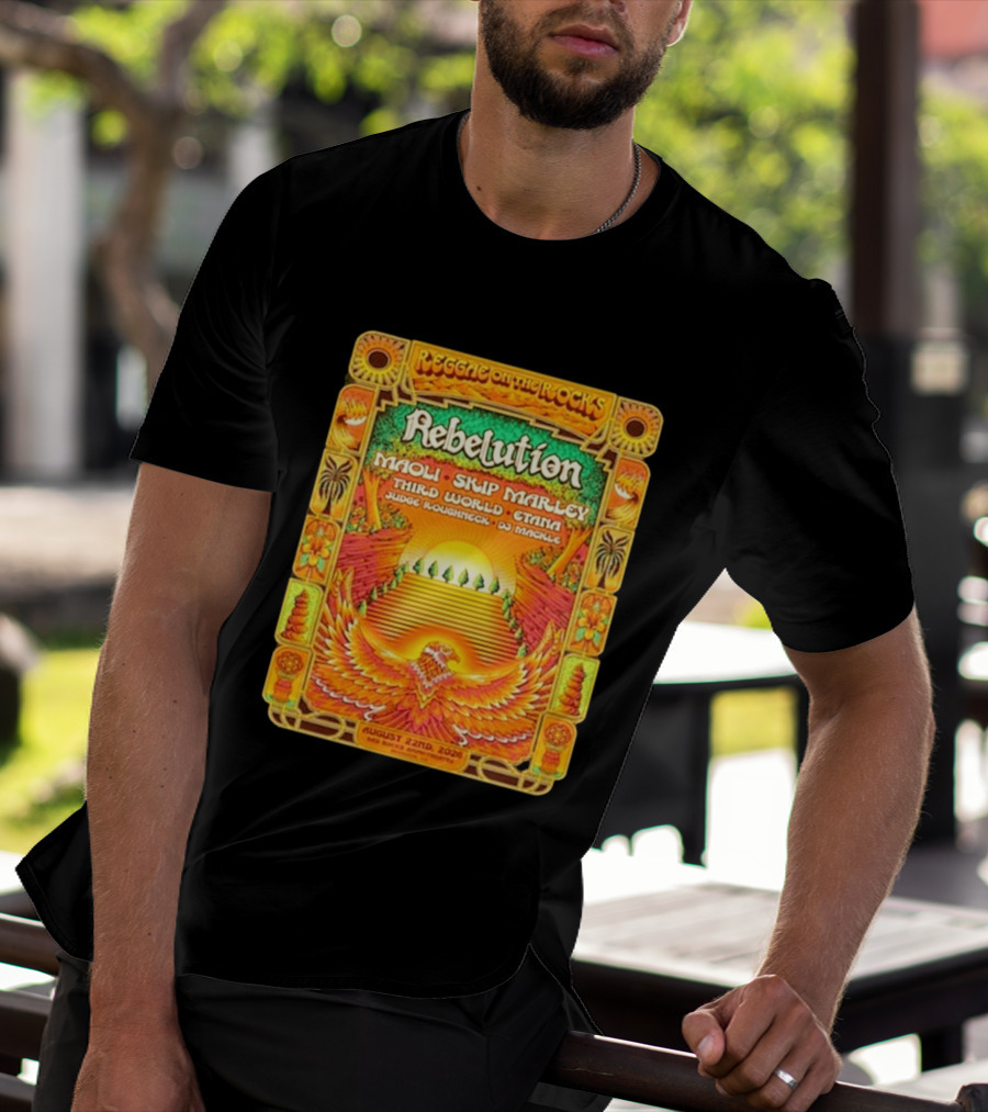 Rebelution Reggae On The Rocks 2026 Maoli Skip Marley Third World Etana August 22nd T-Shirt