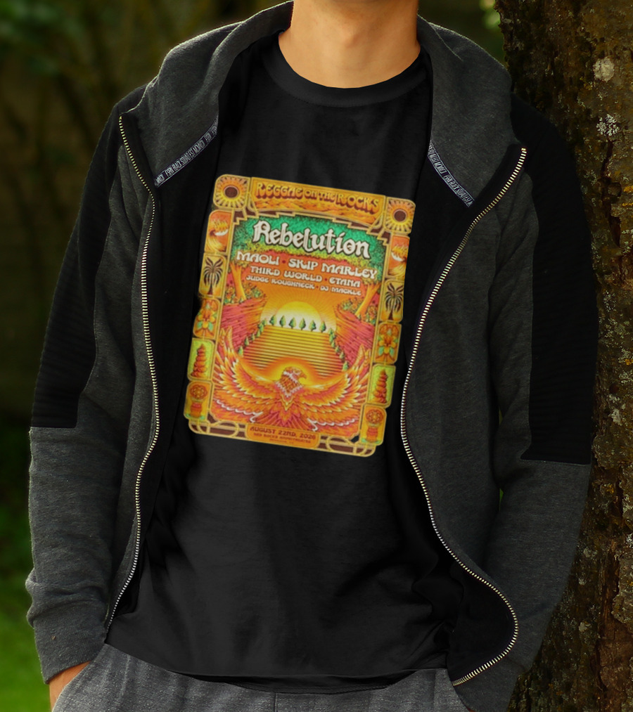 Rebelution Reggae On The Rocks 2026 Maoli Skip Marley Third World Etana August 22nd T-Shirt