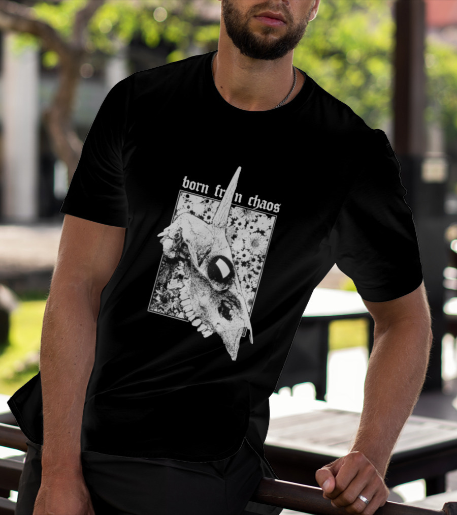 Born From Chaos Animal Skull Floral Gothic Aesthetic T-Shirt