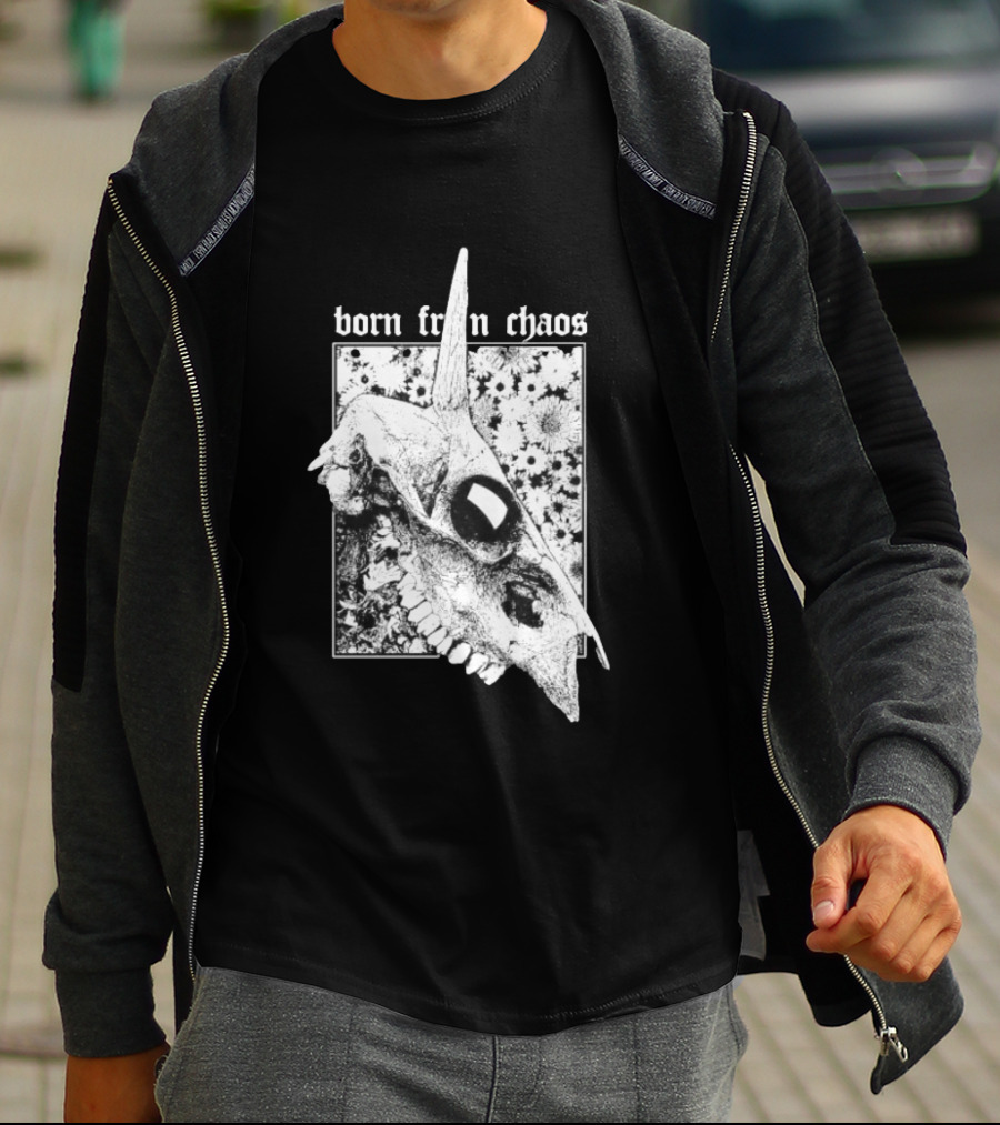 Born From Chaos Animal Skull Floral Gothic Aesthetic T-Shirt
