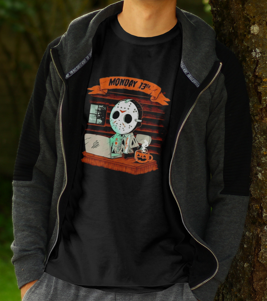Jason Voorhees Monday 13th Office Work Halloween Horror Movie T-Shirt