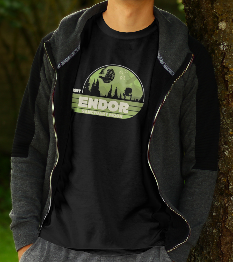 Visit Endor Sanctuary Moon Star Wars Retro Sci Fi Scene T-Shirt