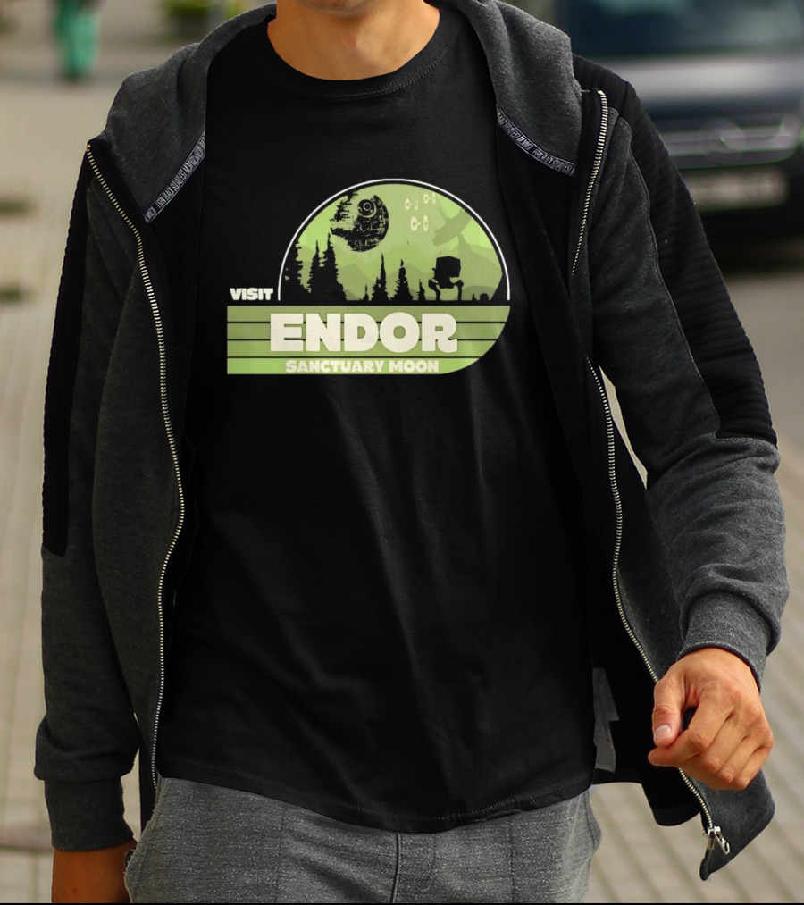 Visit Endor Sanctuary Moon Star Wars Retro Sci Fi Scene T-Shirt