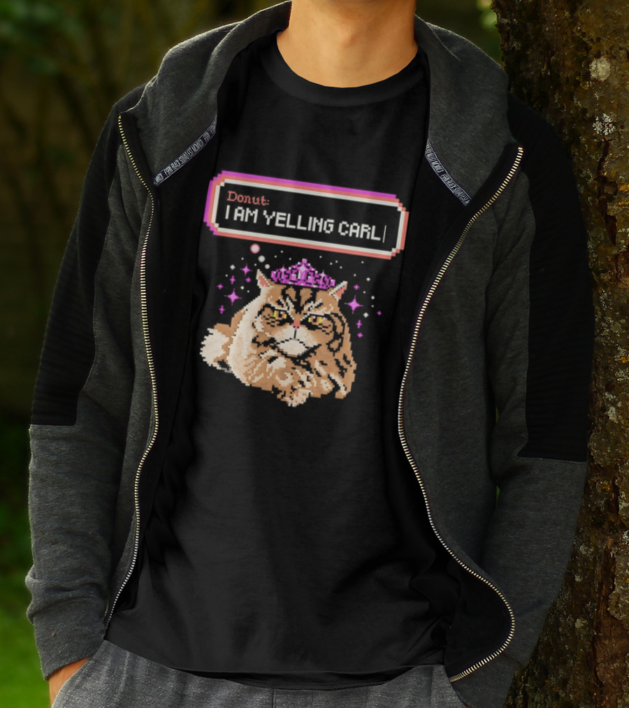 Donut The Cat I Am Yelling Carl Pixel Art Meme T-Shirt