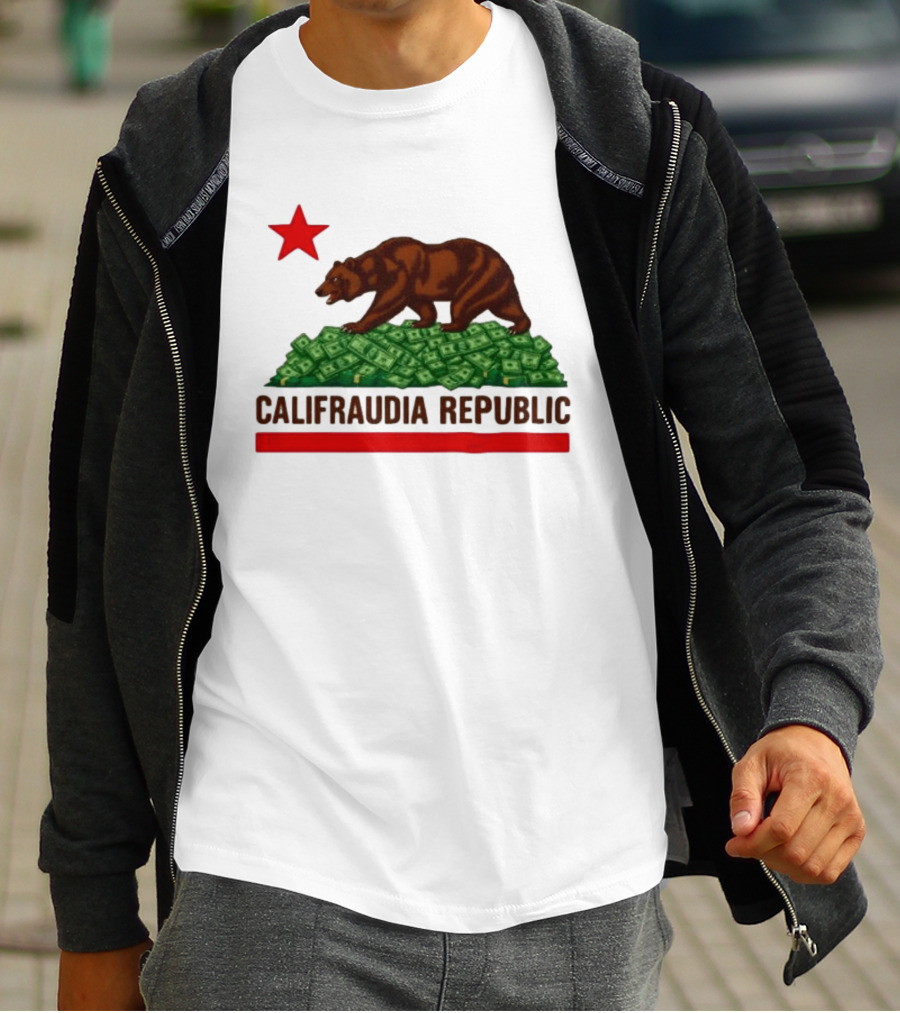 CalifraudIA Republic Bear On Money With Red Star T-Shirt