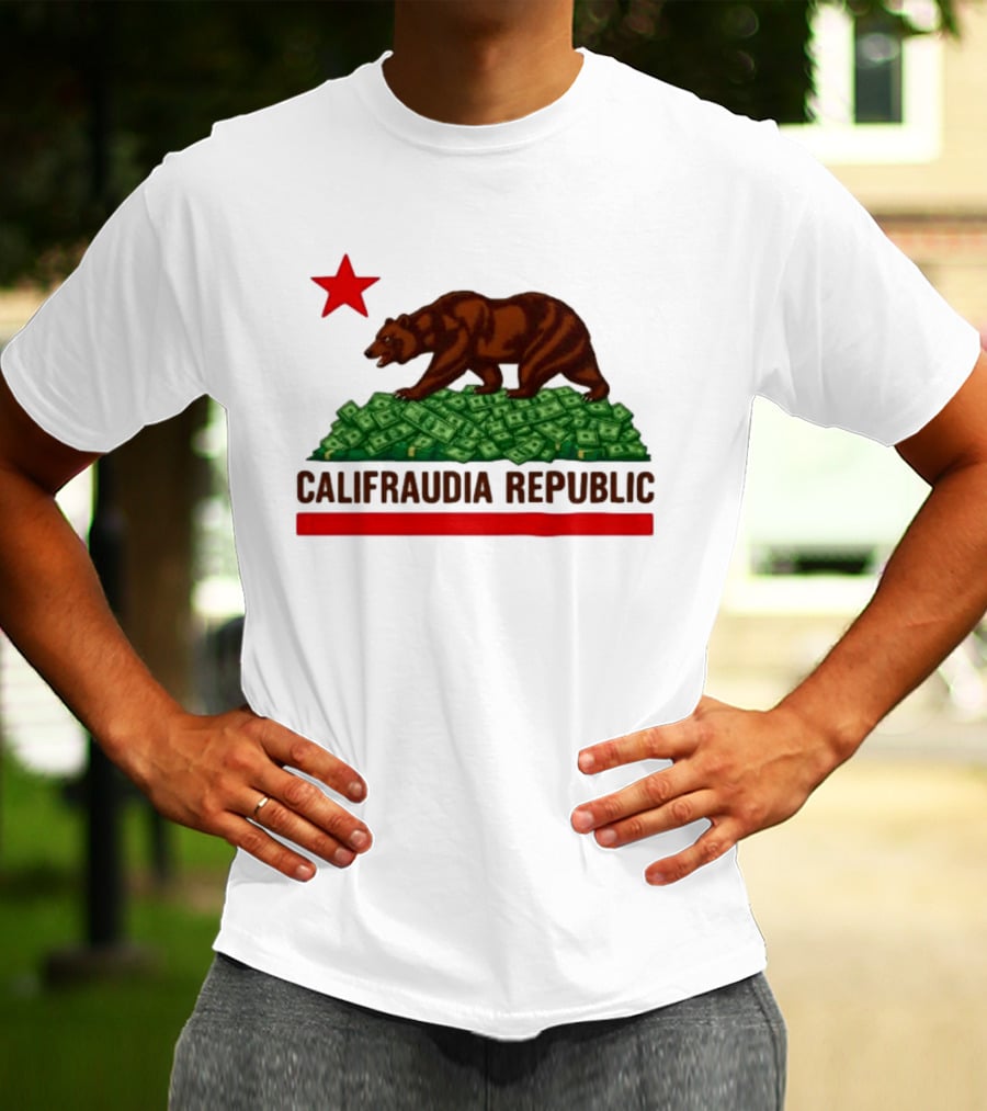 CalifraudIA Republic Bear On Money With Red Star T-Shirt