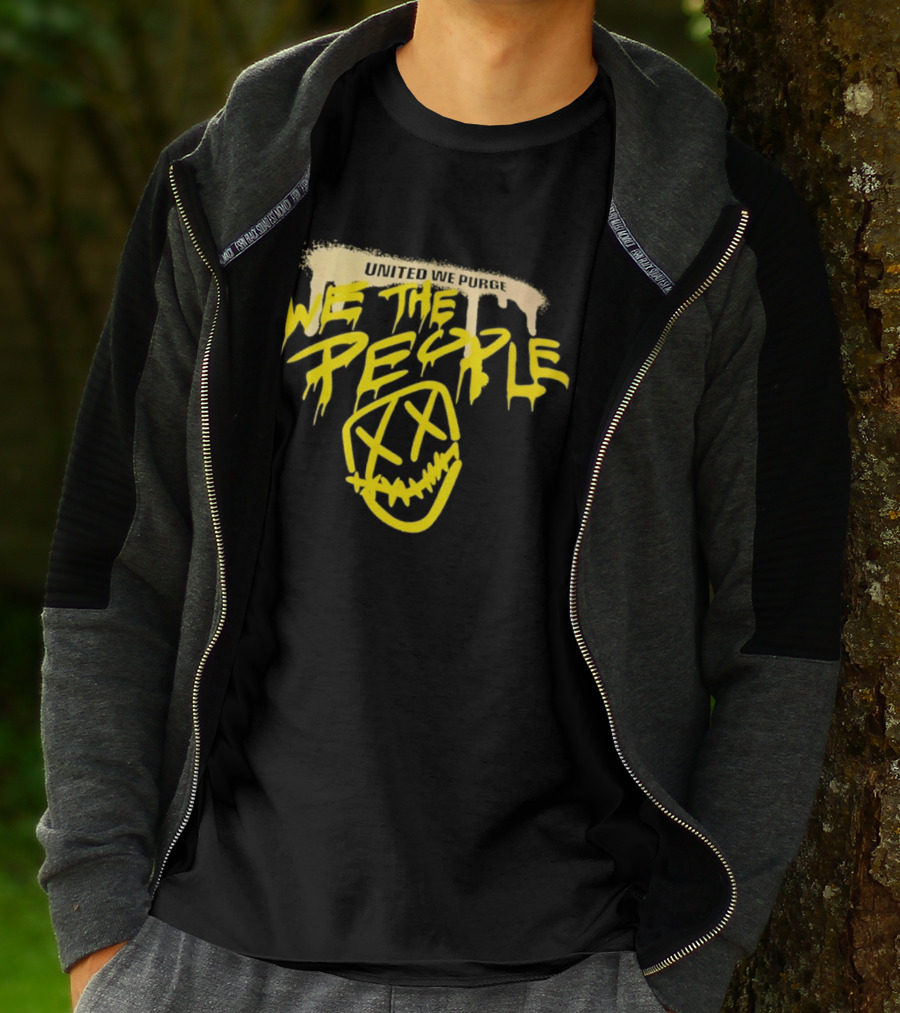 United We Purge We The People Horror Movie Mask Dripping Yellow T-Shirt