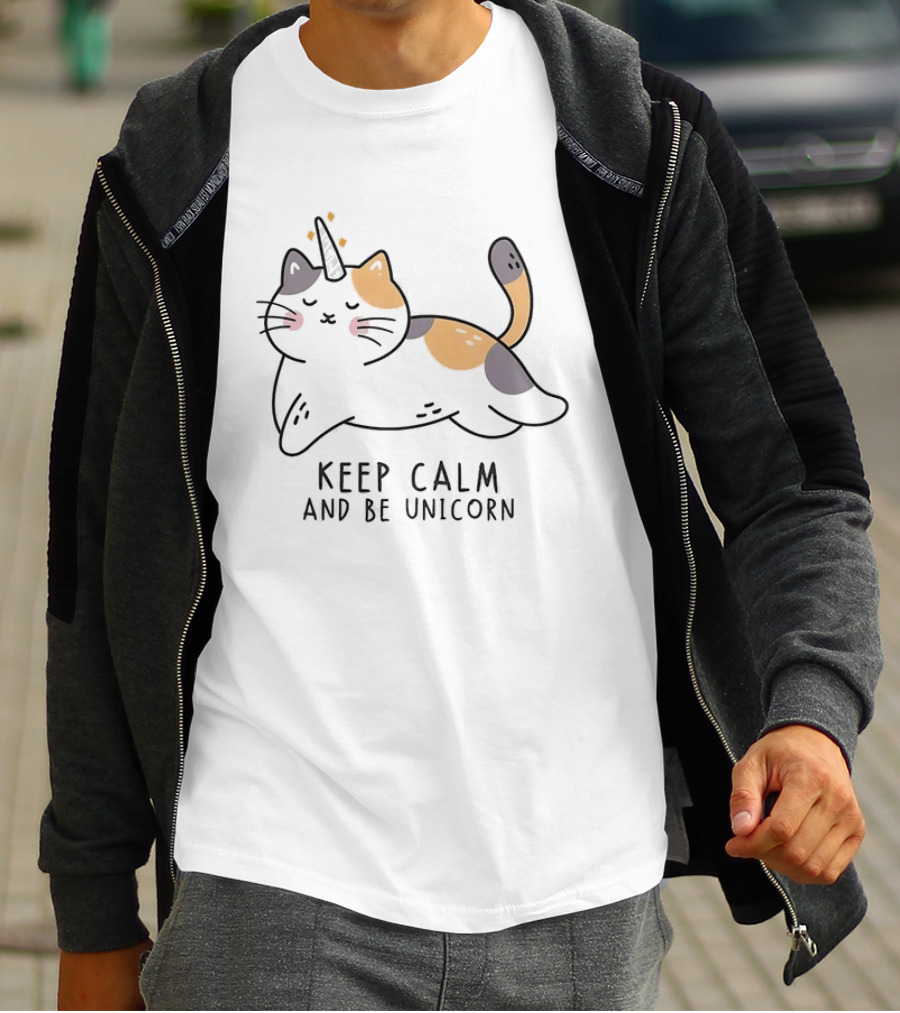 Keep Calm And Be Unicorn Cat Magical Kitten T-Shirt