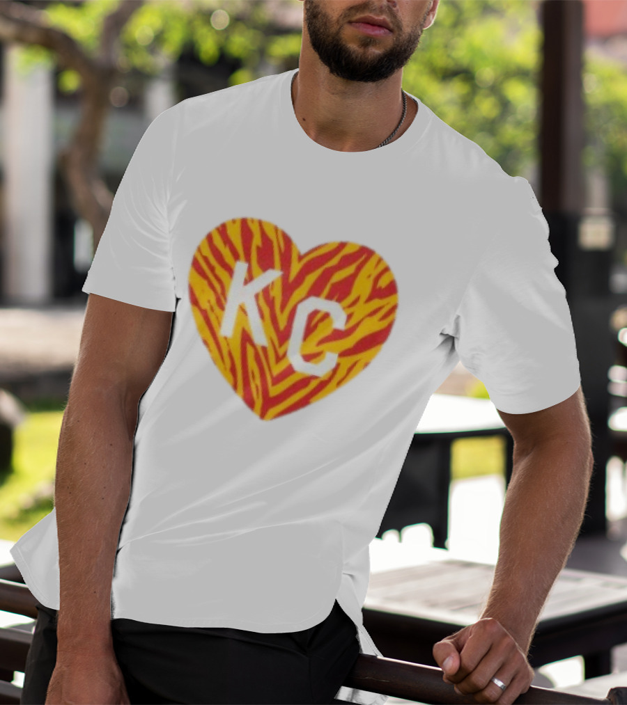 Made In KC Red Yellow Stripes Heart Charlie Hustle T-Shirt