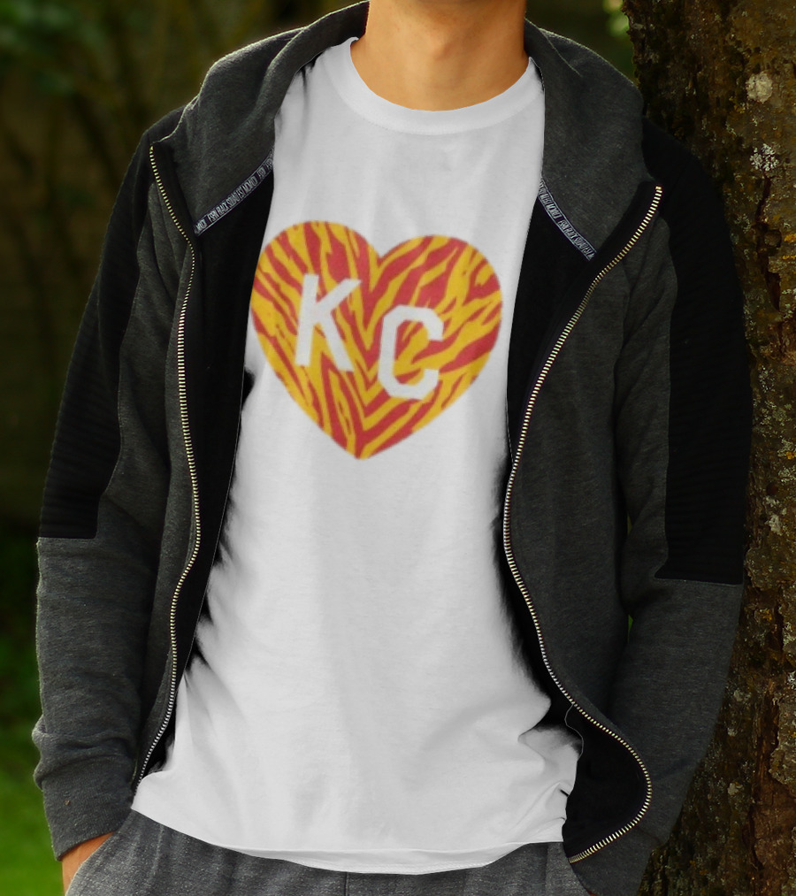 Made In KC Red Yellow Stripes Heart Charlie Hustle T-Shirt