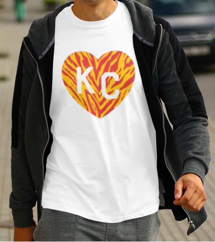 Made In KC Red Yellow Stripes Heart Charlie Hustle T-Shirt