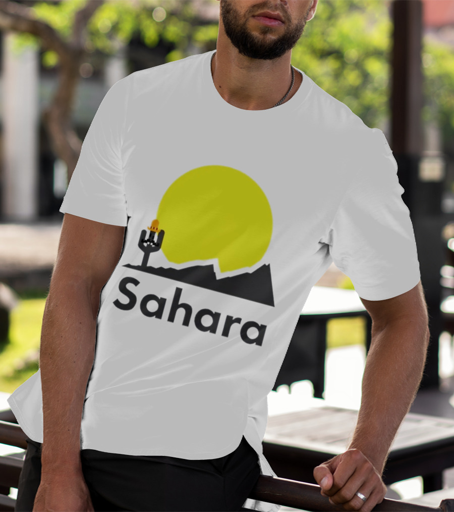Sahara Desert Cactus Pixel Art With Sombrero Sunset Scene T-Shirt
