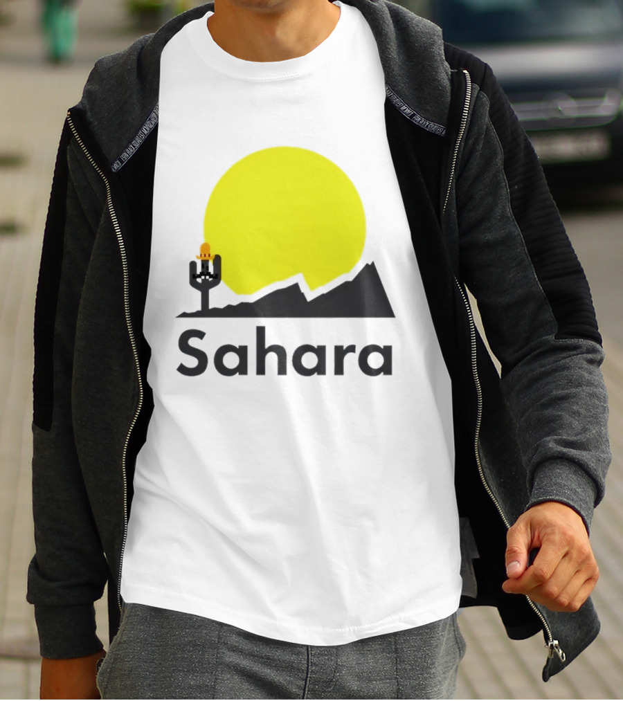 Sahara Desert Cactus Pixel Art With Sombrero Sunset Scene T-Shirt