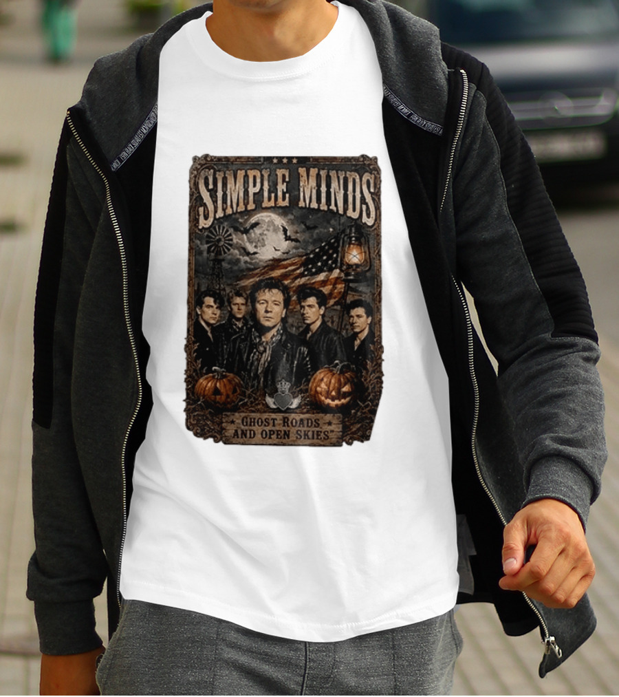 Simple Minds Band Ghost Roads And Open Skies Vintage American Flag T-Shirt