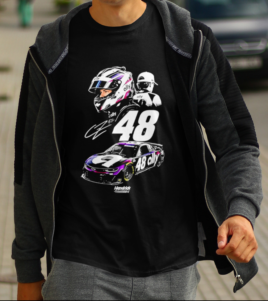 Alex Bowman 48 Ally Racing Helmet Car Hendrick Motorsports T-Shirt