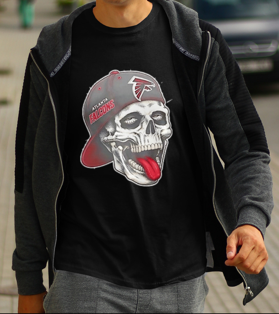 Atlanta Falcons Skull Cap Tongue Out Sports Fan T-Shirt