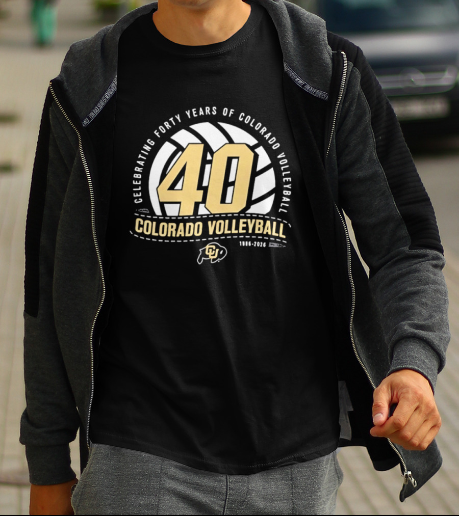 Celebrating Forty Years Of Colorado Volleyball 1986 2026 40th Anniversary Buffs T-Shirt