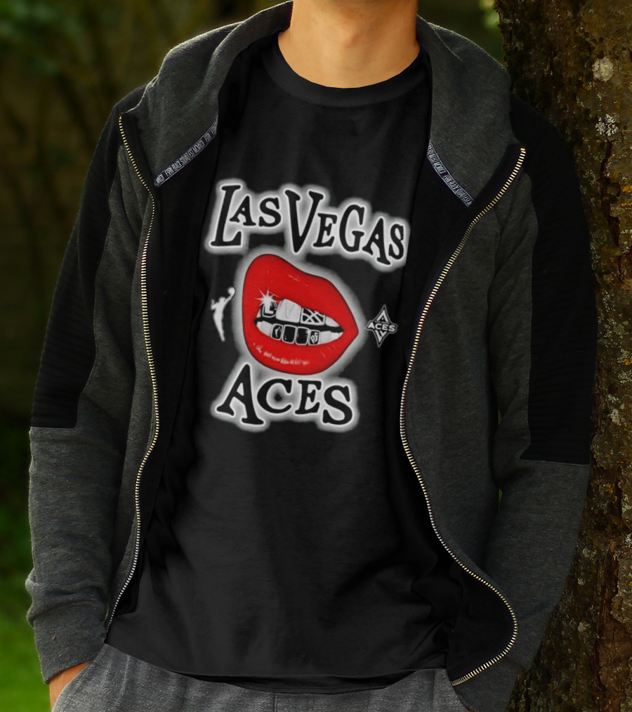 Las Vegas Aces Playa Society Lips WNBA Basketball T-Shirt