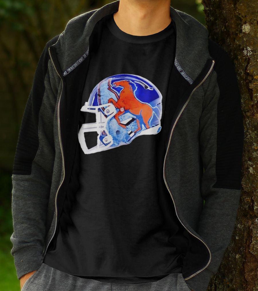 Denver Broncos Horse Helmet Blue And Orange NFL Team Gear T-Shirt