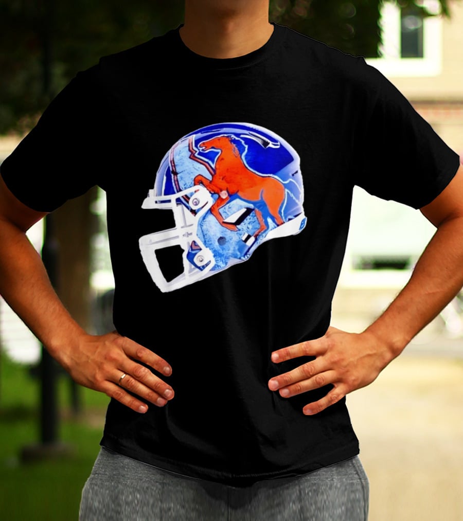 Denver Broncos Horse Helmet Blue And Orange NFL Team Gear T-Shirt