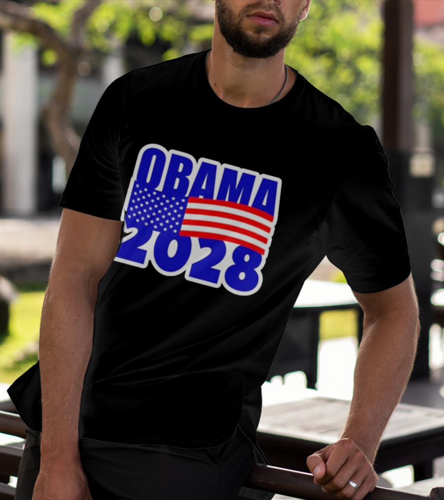 Obama 2028 American Flag Campaign T-Shirt