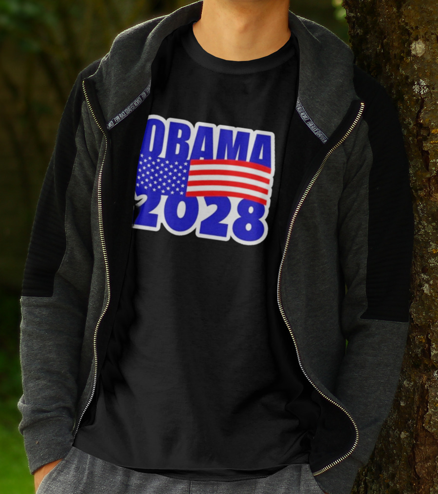 Obama 2028 American Flag Campaign T-Shirt