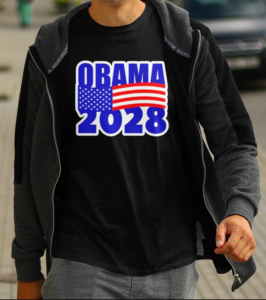 Obama 2028 American Flag Campaign T-Shirt