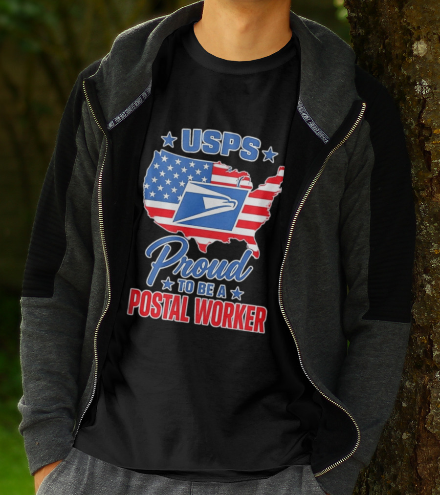 USPS Proud Postal Worker Mail Carrier USA Map T-Shirt