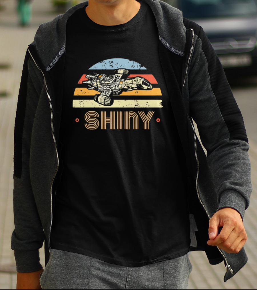 Firefly Serenity Shiny Sci Fi Spaceship Retro Stripes T-Shirt