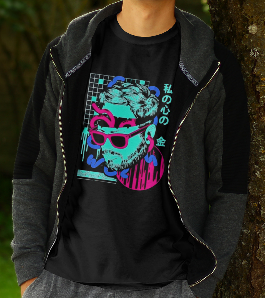 Vaporwave Aesthetic Japanese Text My Heart's Money Neon T-Shirt