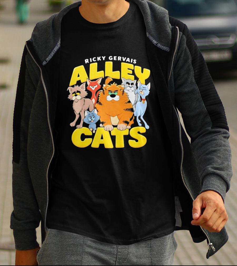 Ricky Gervais Alley Cats Cartoon Friends T-Shirt